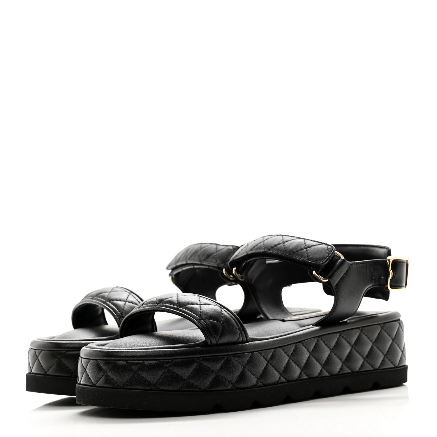 Chanel Lambskin Quilted Platform Sandals 37.5 Black 3 of 9