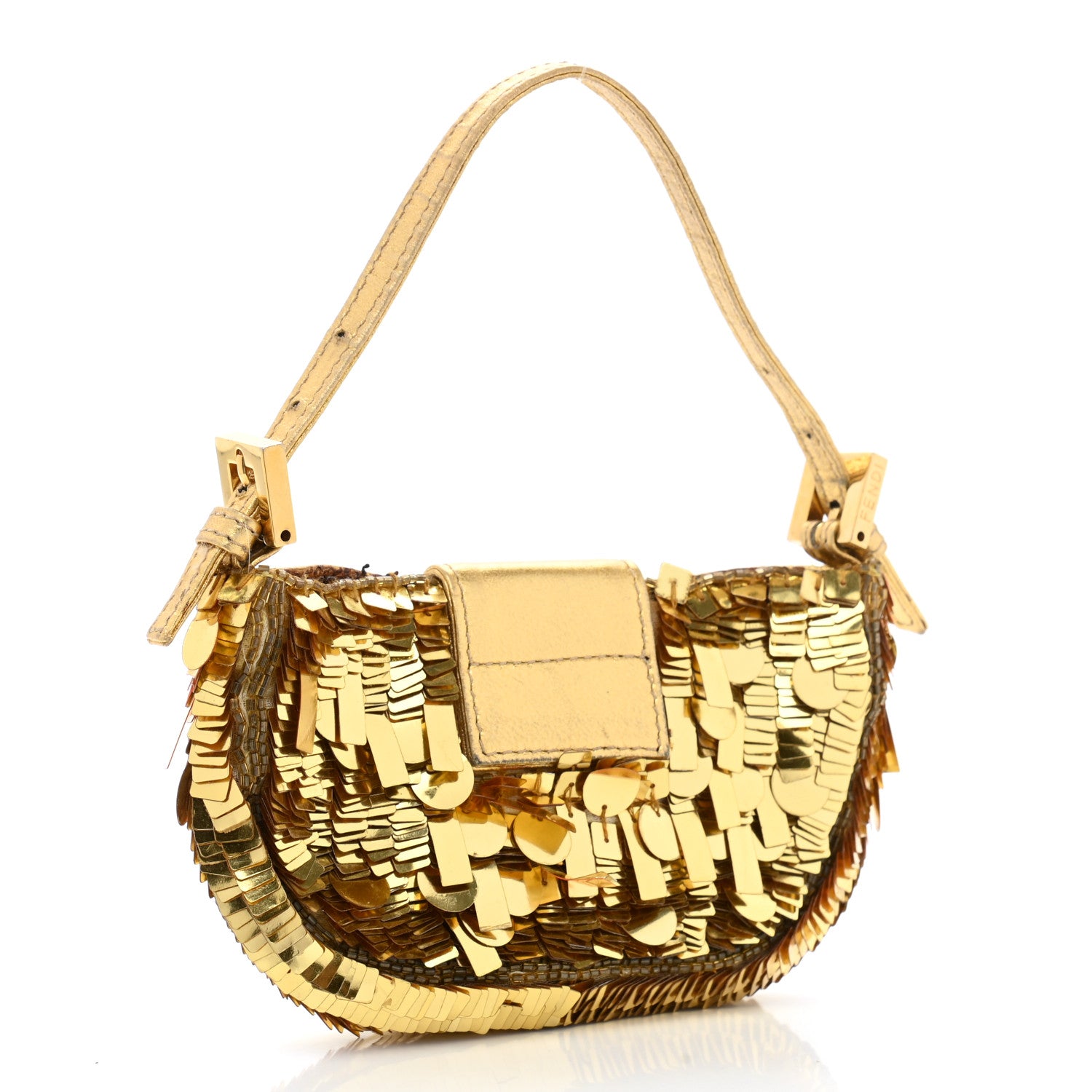 Fendi Sequin Paillettes Mini Half Moon Baguette Gold 3 of 13