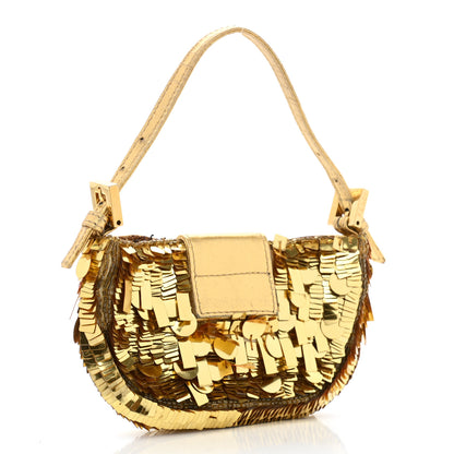 Fendi Sequin Paillettes Mini Half Moon Baguette Gold 3 of 13