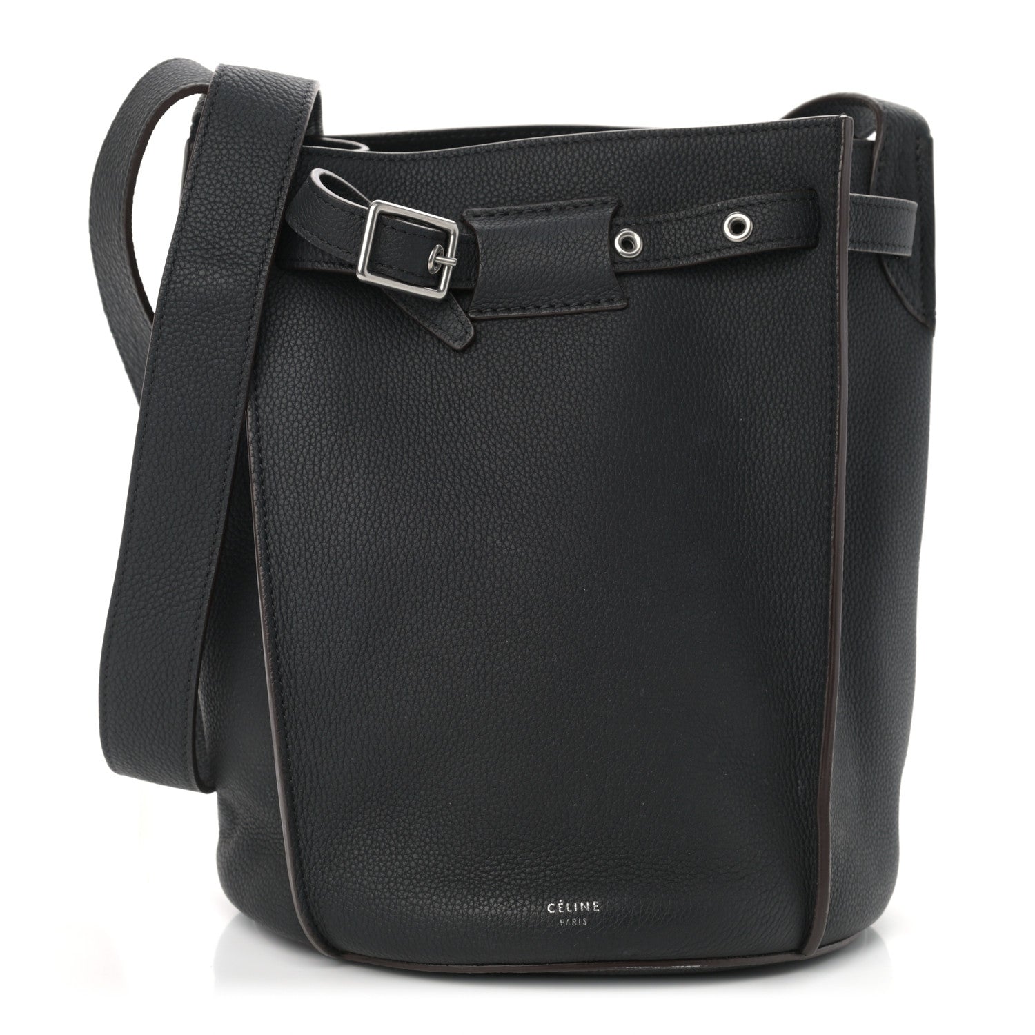Celine Supple Grained Calfskin Long Strap Big Bag Bucket Black 1 of 10