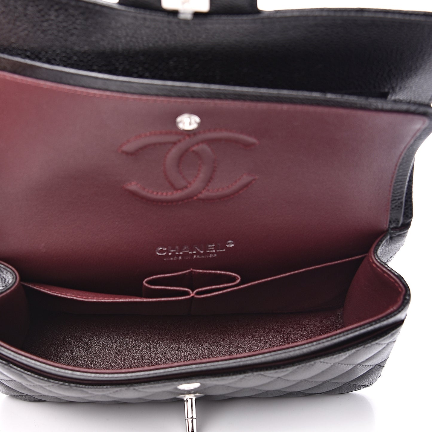 Caviar Quilted Small Double Flap Black