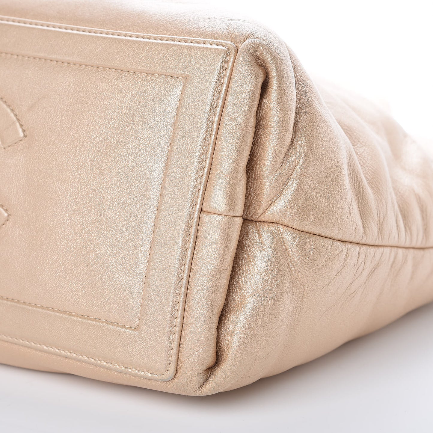 Metallic Lambskin Small Coco Cocoon Reversible Tote Light Gold