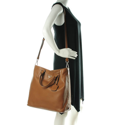 Prada Vitello Phenix Side Zip Shopping Tote Cannella 2 of 8