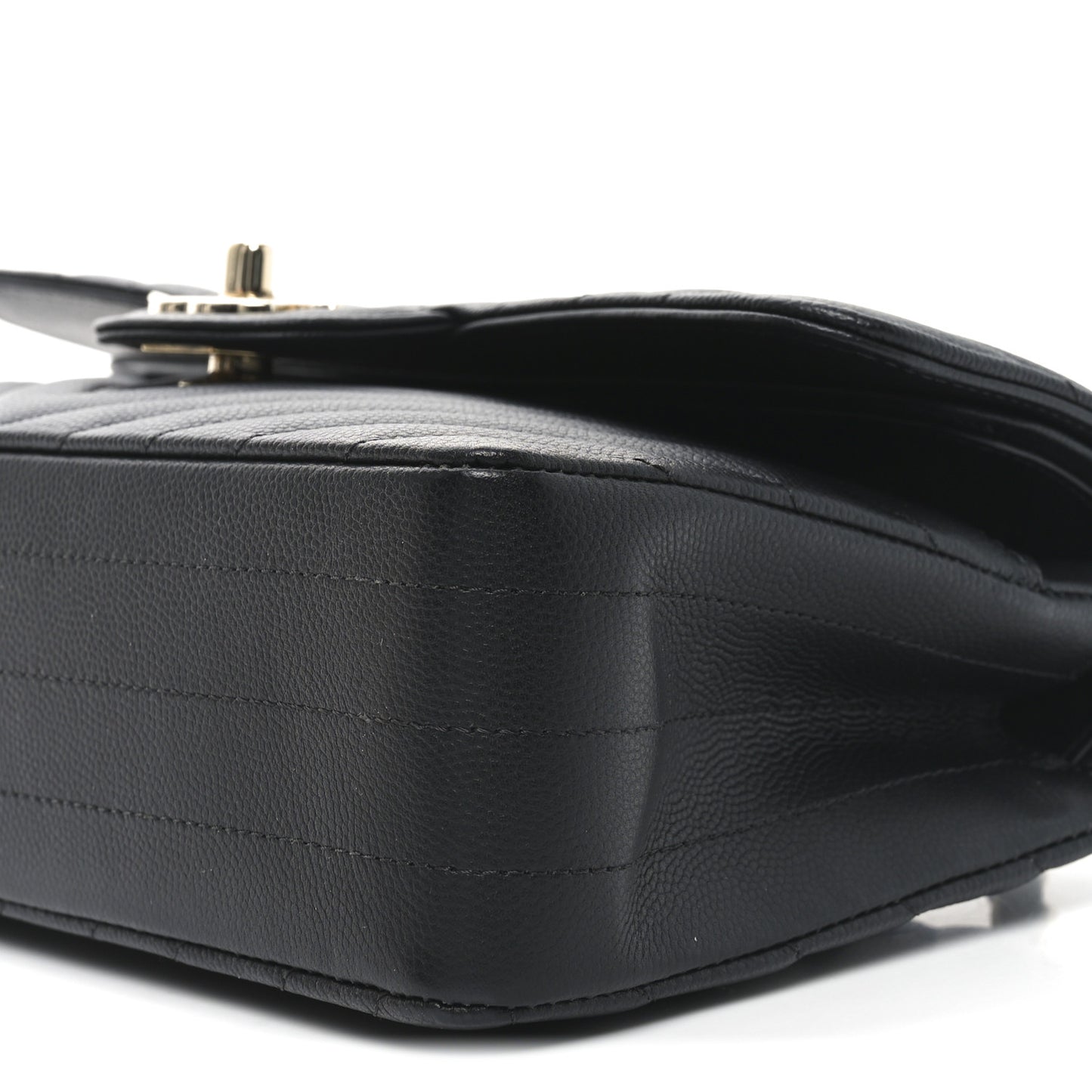 Caviar Chevron Quilted Small Double Flap Black