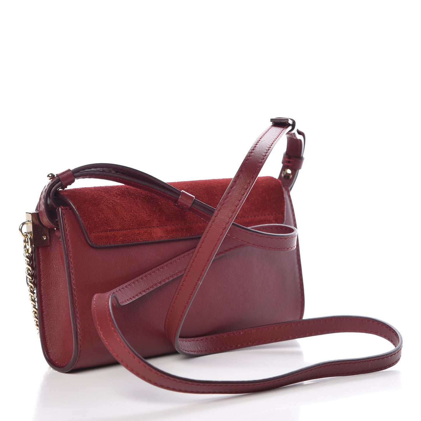 Suede Calfskin Mini Faye Shoulder Bag Plum Purple