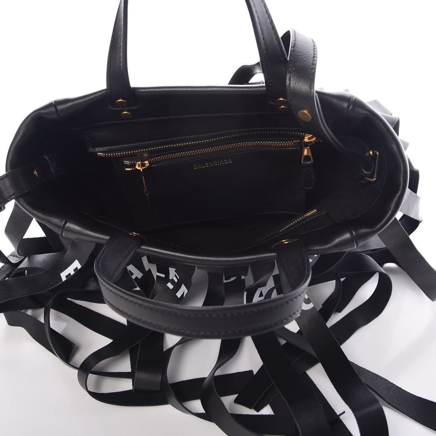 Calfskin XS Fringe Laundry Cabas Black