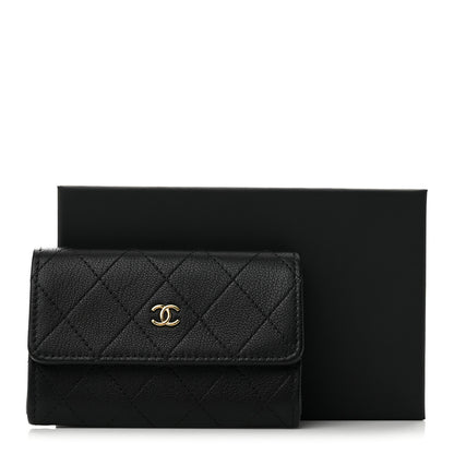 Chanel Goatskin Quilted Flap Card Holder Wallet Black 9 of 9