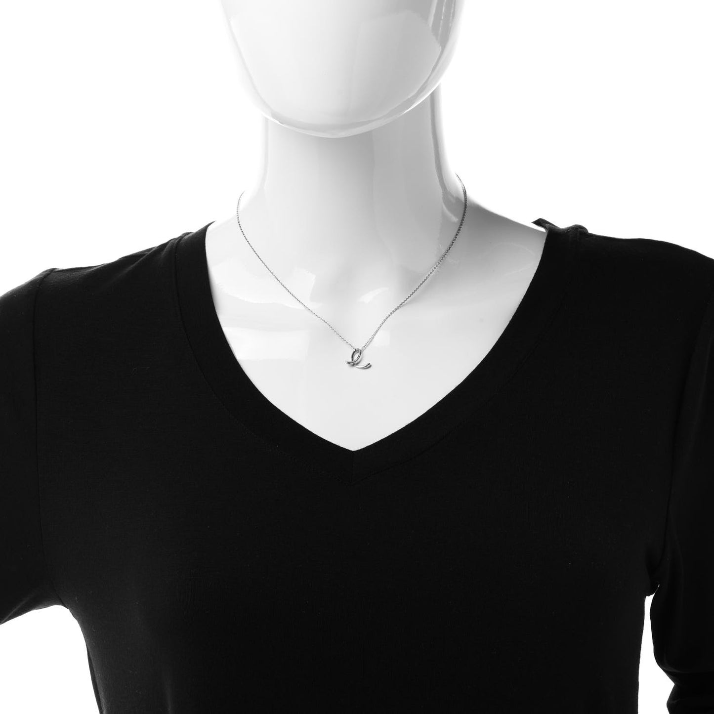 Sterling Silver Elsa Peretti Letter E Pendant Necklace