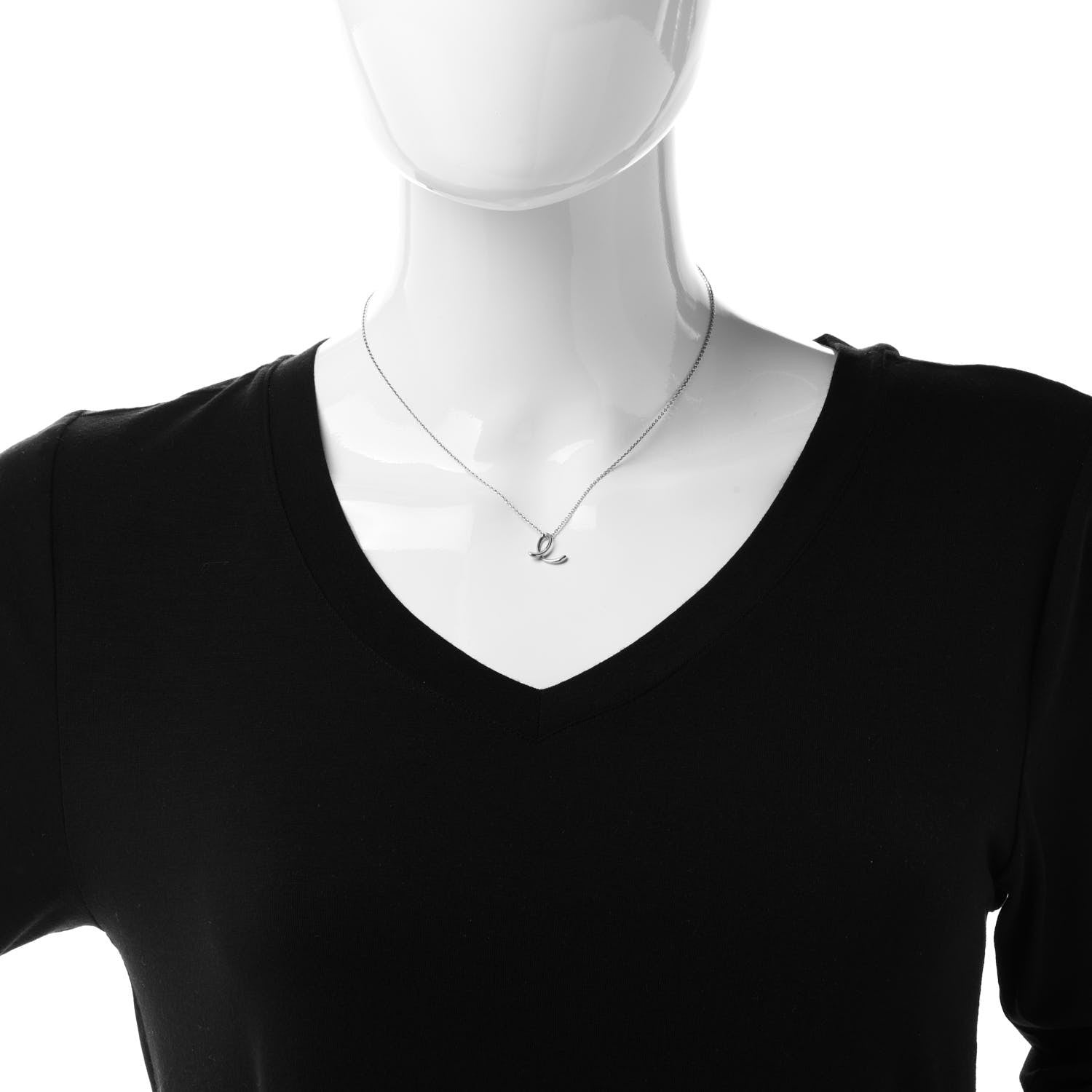 Tiffany Sterling Silver Elsa Peretti Letter E Pendant Necklace 2 of 6