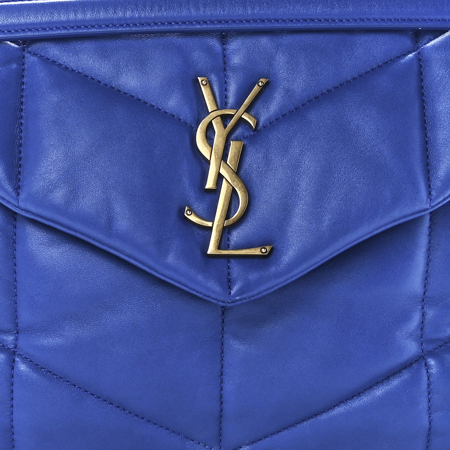 Lambskin Quilted Medium Loulou Puffer Monogram Chain Satchel Majorele Blue