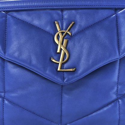 Saint Laurent Lambskin Quilted Medium Loulou Puffer Monogram Chain Satchel Majorele Blue 9 of 12