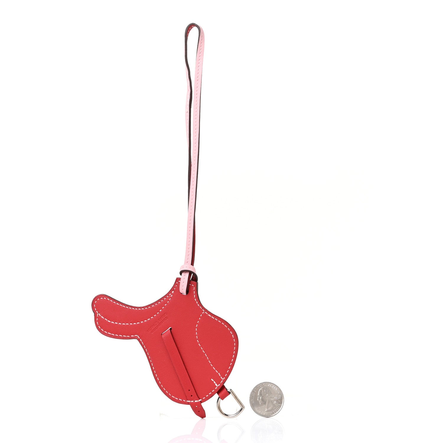 Hermes Swift Paddock Selle Horse Saddle Bag Charm Rouge Rose Sakura 2 of 3