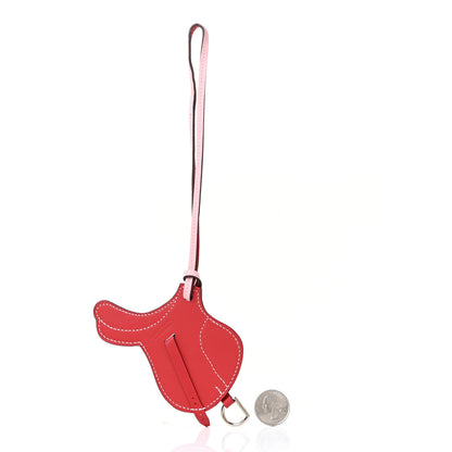 Hermes Swift Paddock Selle Horse Saddle Bag Charm Rouge Rose Sakura 2 of 3