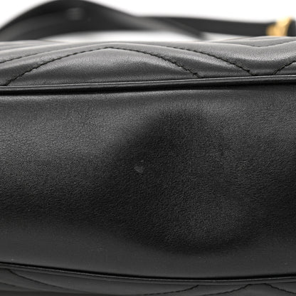 Gucci Calfskin Matelasse Medium GG Marmont Open Top Shoulder Bag Black 7 of 10