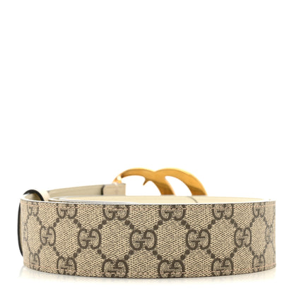 Gucci GG Supreme Monogram Matte Plutone Calfskin Double G 40mm Belt 95 38 Beige Ebony Mystic White 2 of 6