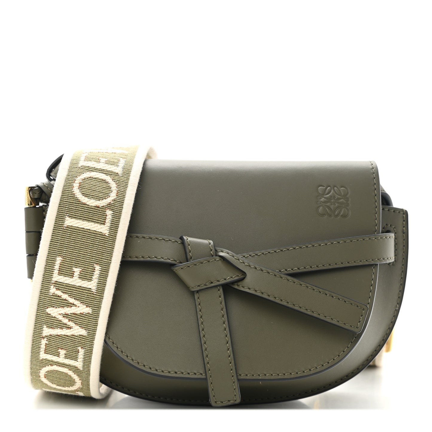 Calfskin Jacquard Mini Gate Dual Bag Autumn Green
