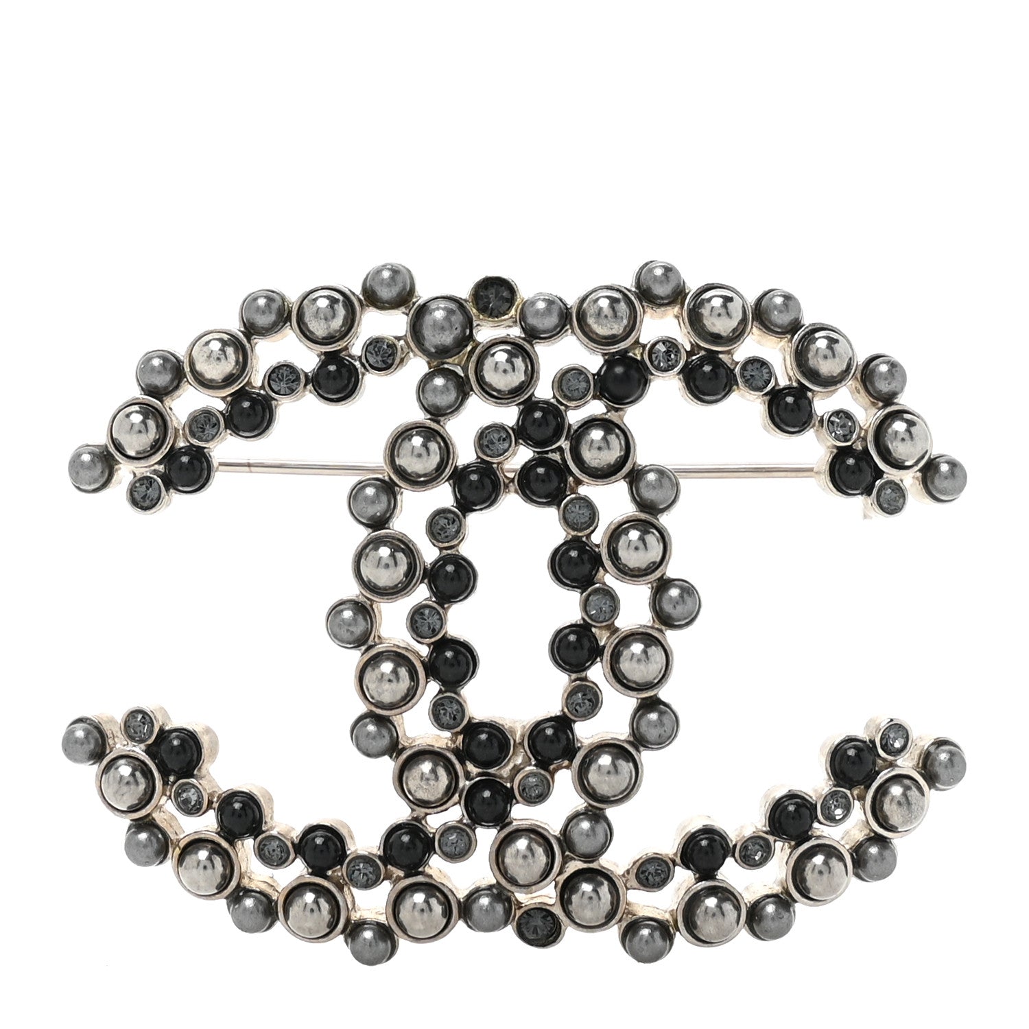 Chanel Ruthenium Pearl CC Brooch Dark Grey 1 of 4