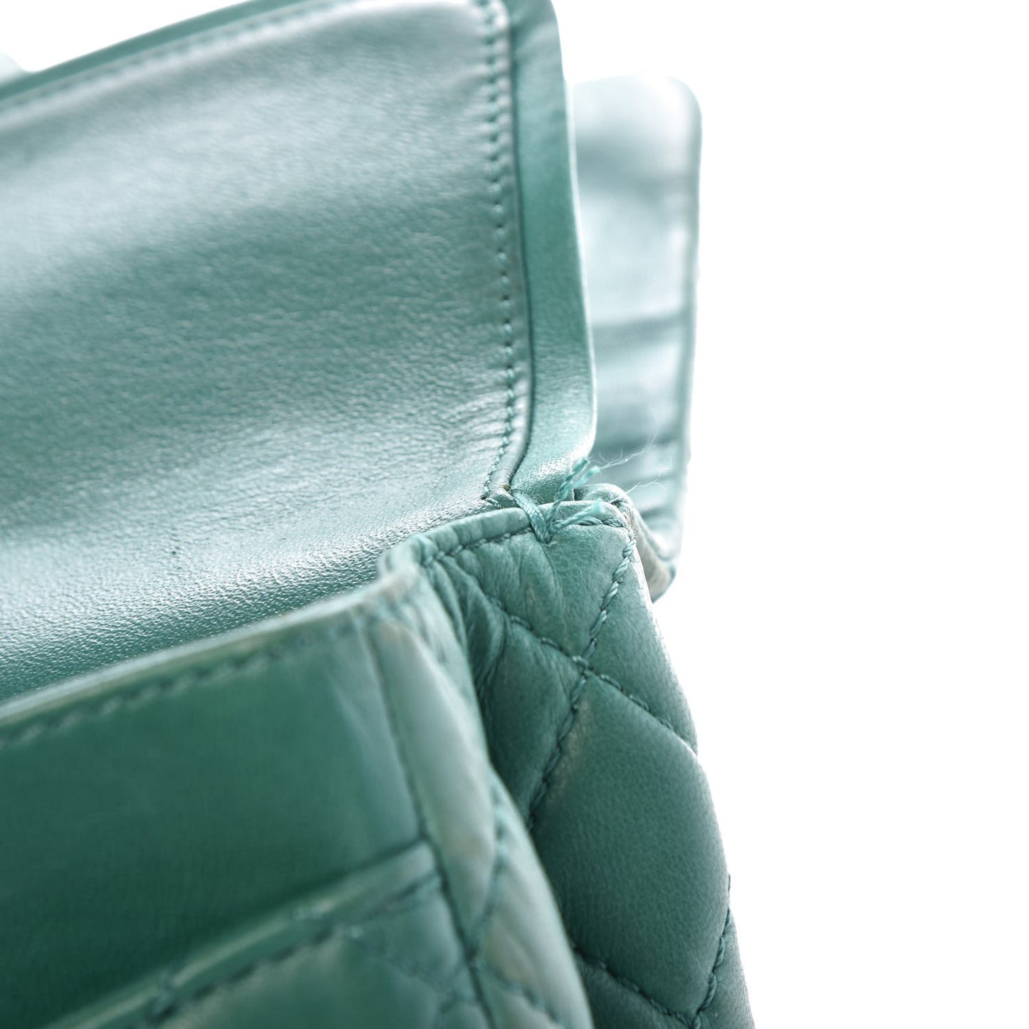 Lambskin Quilted Medium Double Flap Green