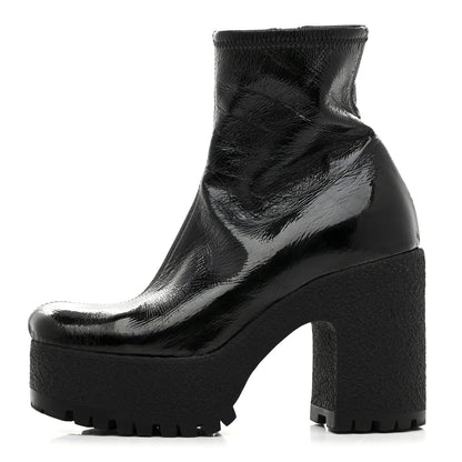 Miu Miu Naplak Patent Zip Lug Sole Boots 37 Black 1 of 9