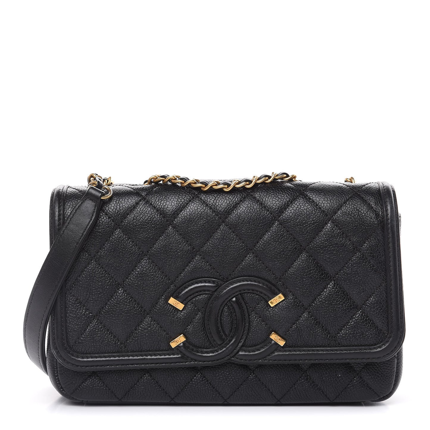 Caviar Quilted Small CC Filigree Flap Black