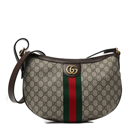 Gucci GG Supreme Monogram Web Small Ophidia Half Moon Hobo Brown 1 of 7
