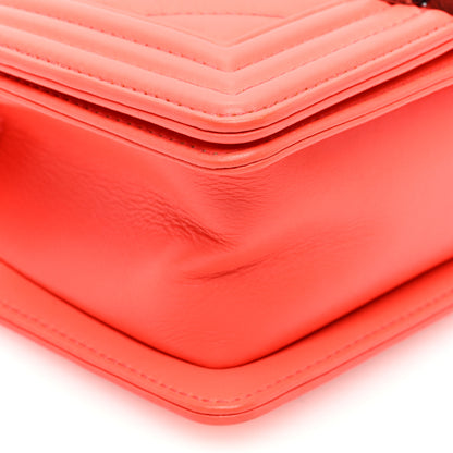 Chanel Calfskin Chevron Quilted Small Boy Flap Coral 9 of 10
