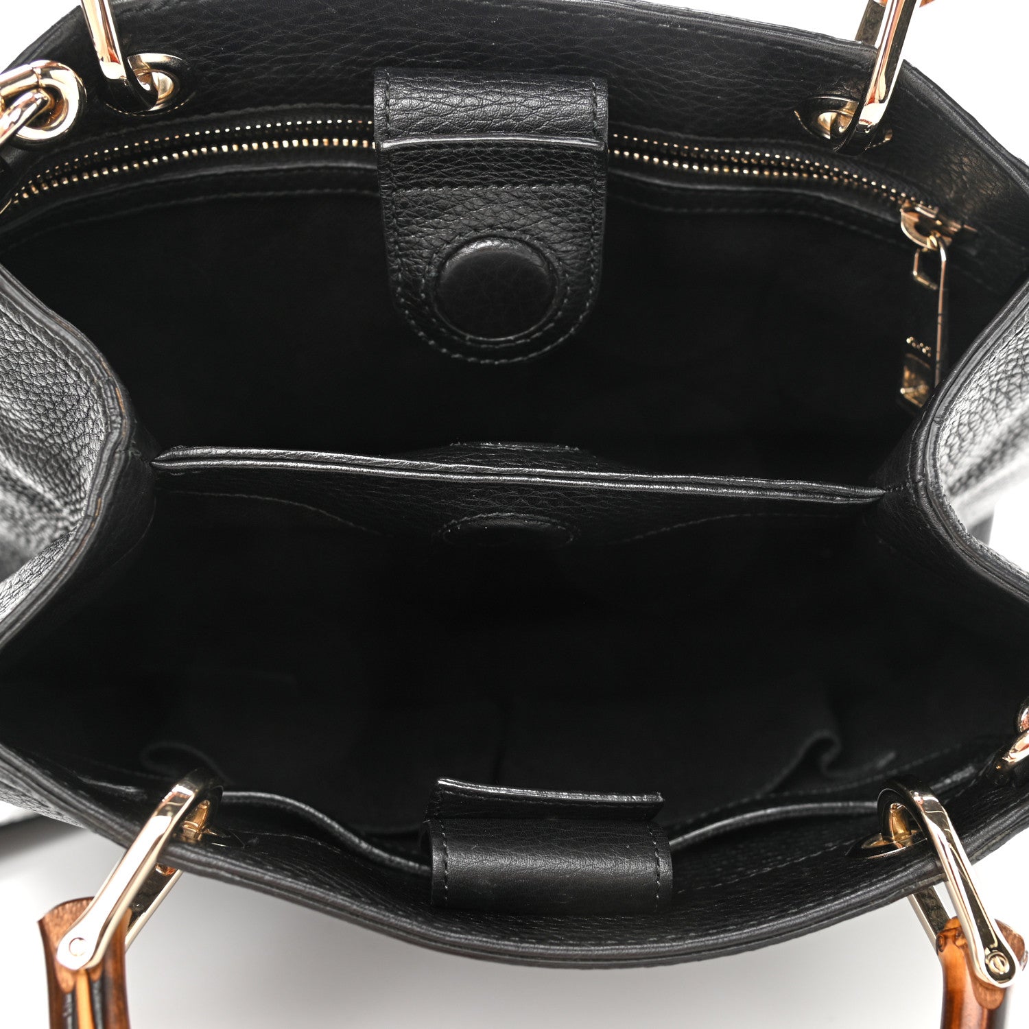 Gucci Calfskin Small Bamboo Shopper Tote Black 5 of 10