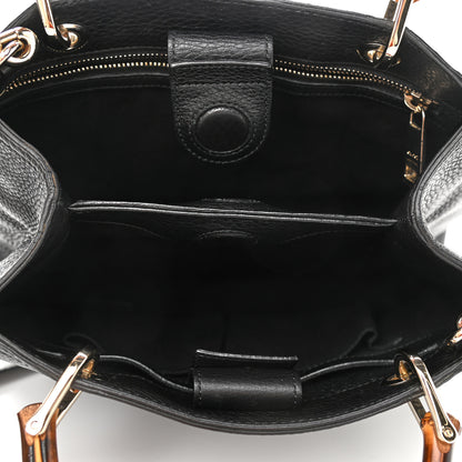 Gucci Calfskin Small Bamboo Shopper Tote Black 5 of 10