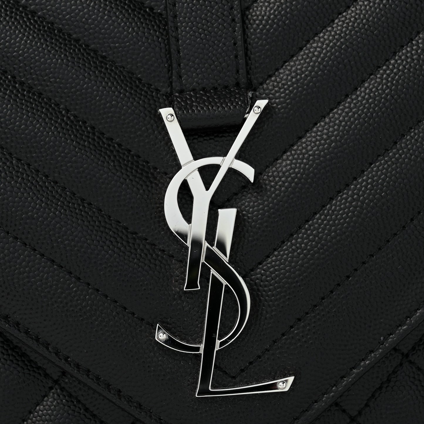 Grain De Poudre Textured Mixed Matelasse Large Triquilt Monogram Satchel Black