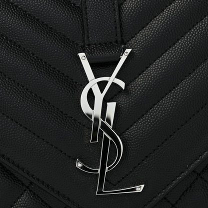Saint Laurent Grain De Poudre Textured Mixed Matelasse Large Triquilt Monogram Satchel Black 11 of 11