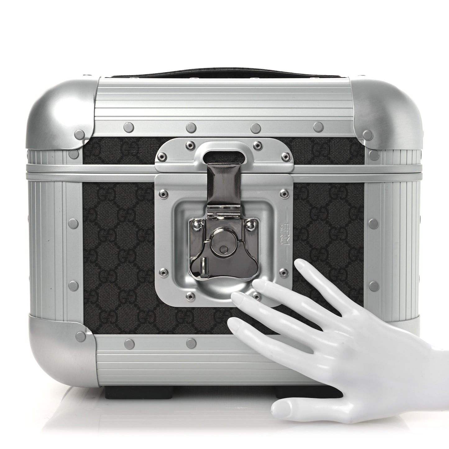 GG Supreme Monogram Aluminum Porter Beauty Case Silver