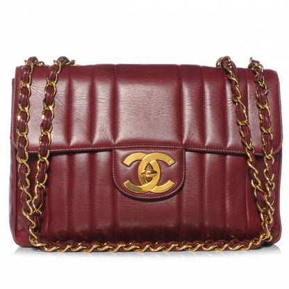 Chanel Lambskin Vertical Quilt Jumbo Flap Dark Red 1 of 8