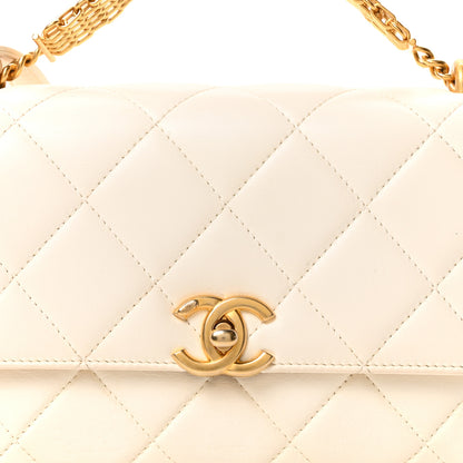Chanel Lambskin Quilted Small CC Crystal Logo Chain Flap White 8 of 10