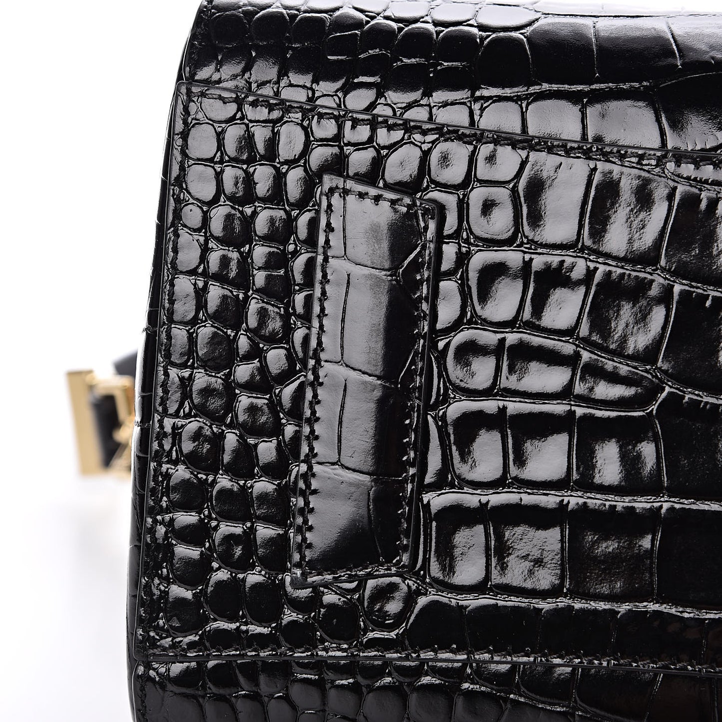 Calfskin Crocodile Embossed Small Antigona Black