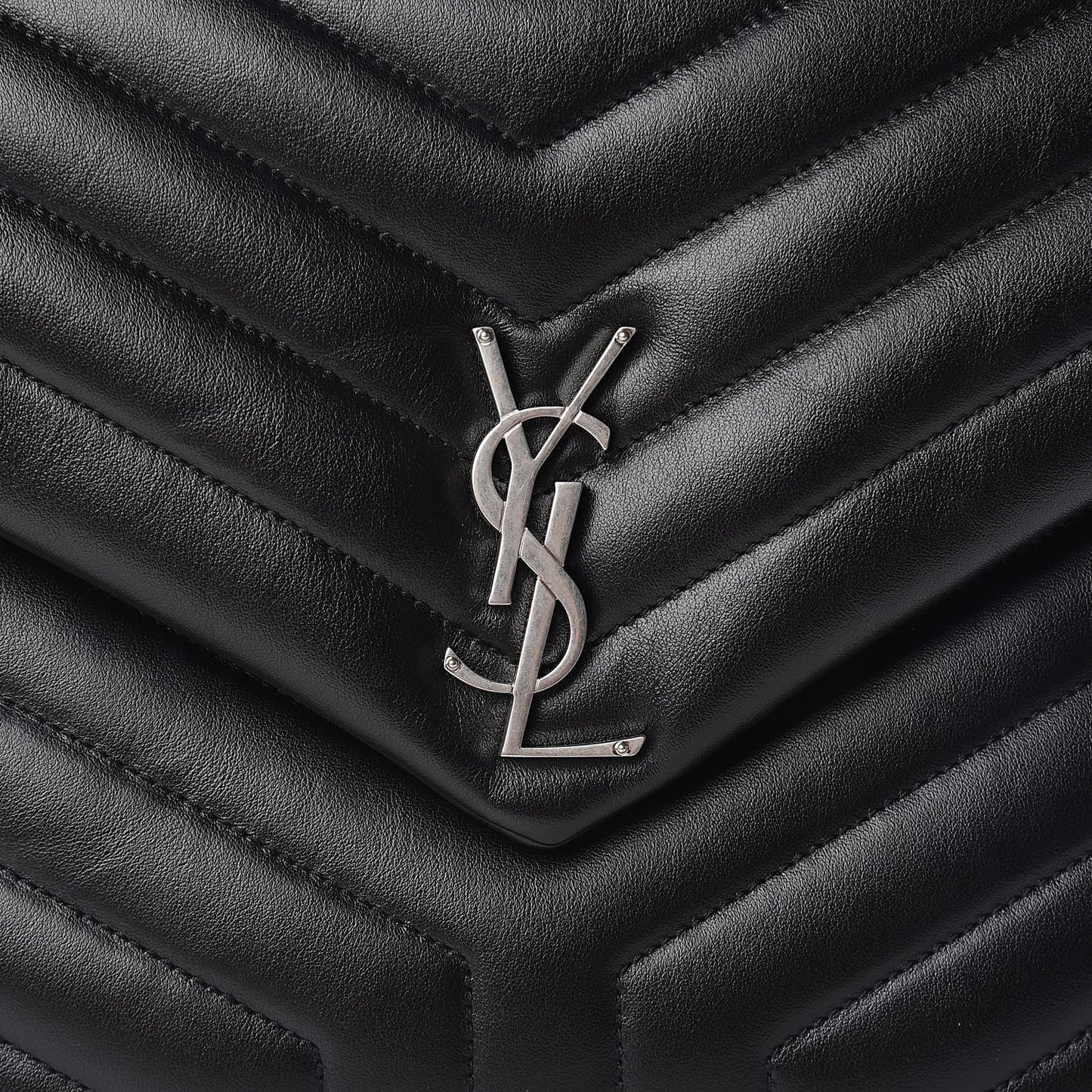 Calfskin Y Quilted Monogram Large Loulou Chain Satchel Black