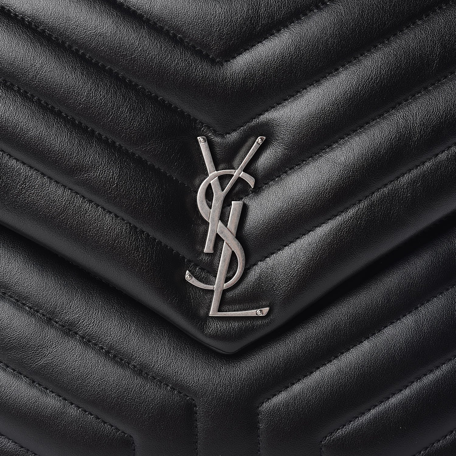 Saint Laurent Calfskin Y Quilted Monogram Large Loulou Chain Satchel Black 9 of 11