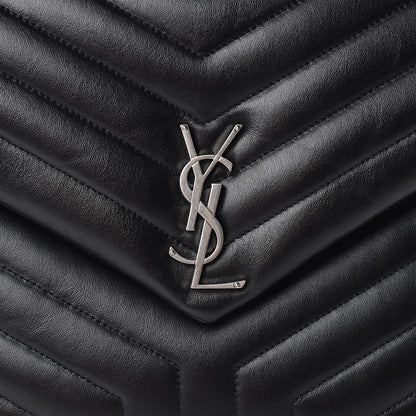 Saint Laurent Calfskin Y Quilted Monogram Large Loulou Chain Satchel Black 9 of 11