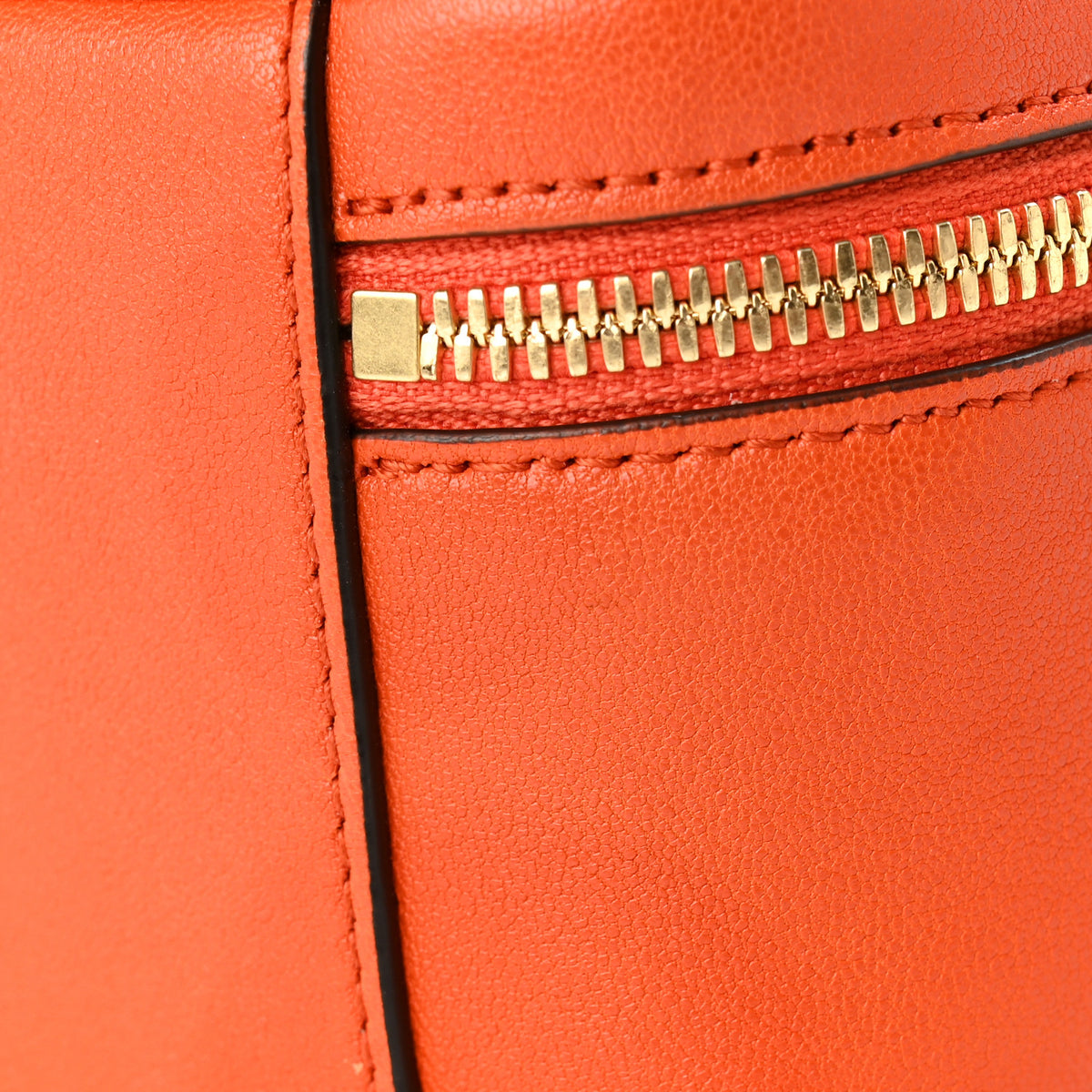 Sakai Be Green Calfskin Diagonal Stitched Blondie Top Handle Bag Orange