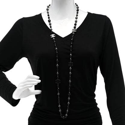 Chanel Ruthenium Pearl Beaded CC Long Necklace Black 2 of 7
