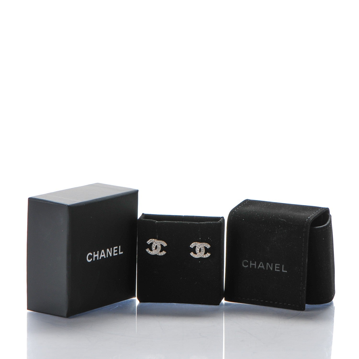 Chanel Crystal CC Earrings Silver 5 of 5