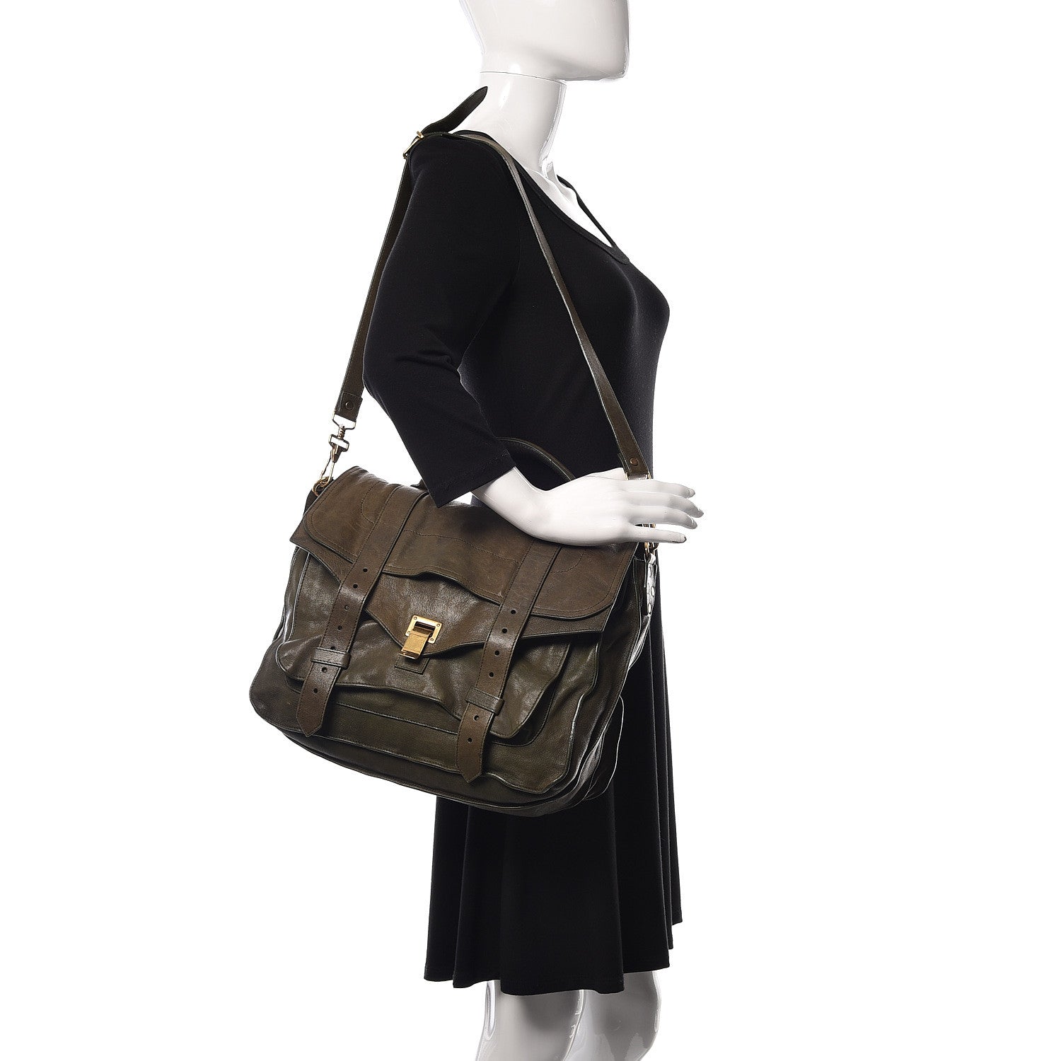 Proenza Schouler Lambskin Large PS1 Satchel Military 2 of 12