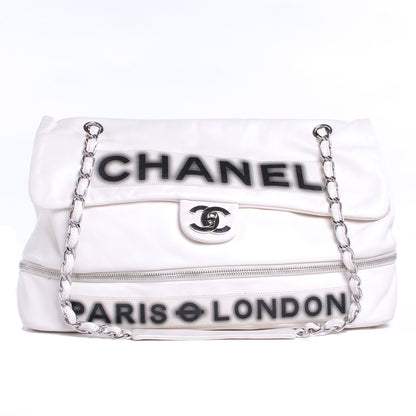 Chanel Calfskin Large Expandable Paris London Flap Bag White 1 of 9
