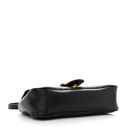 Gucci Calfskin Matelasse Small GG Marmont Shoulder Bag Black 4 of 12