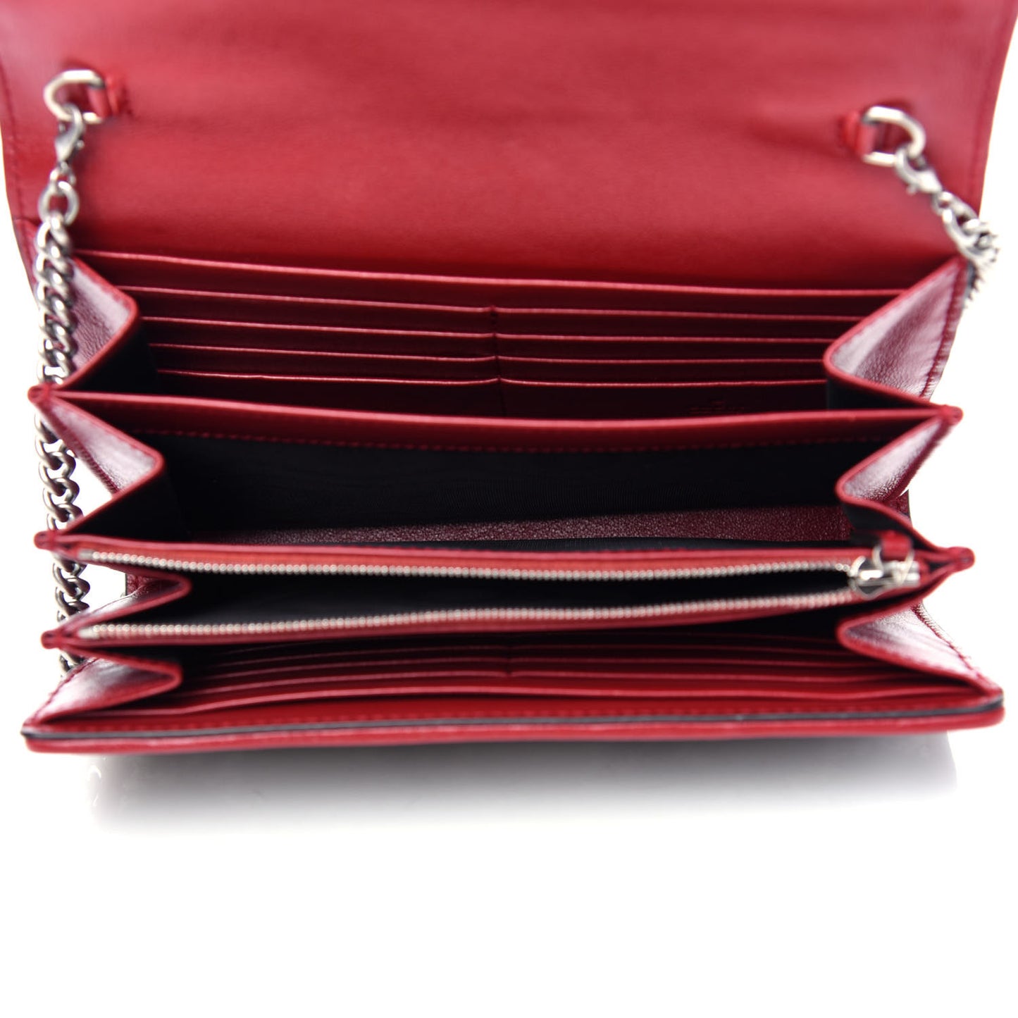 Tweed GG Monogram Mini Dionysus Chain Wallet Black White Romantic Cherry