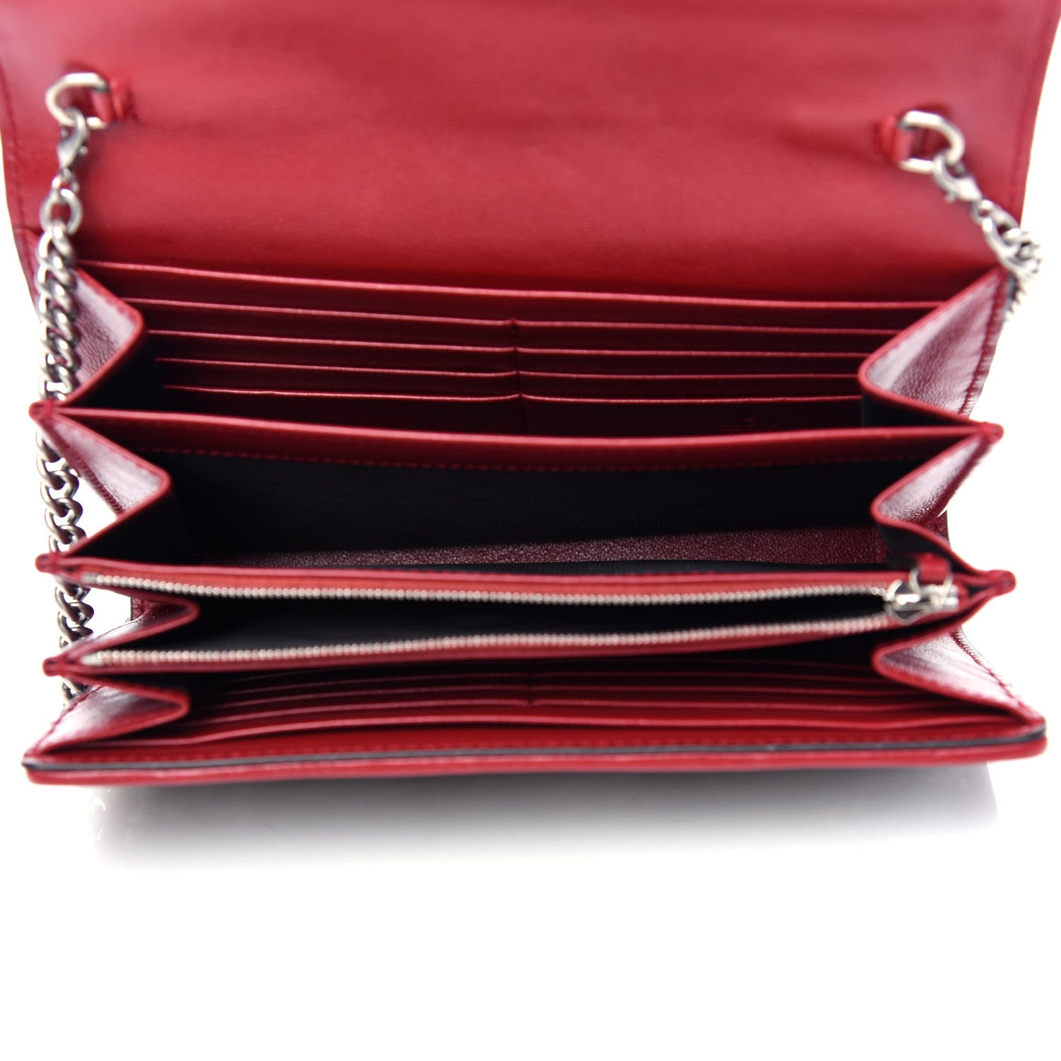 Gucci Tweed GG Monogram Mini Dionysus Chain Wallet Black White Romantic Cherry 5 of 10