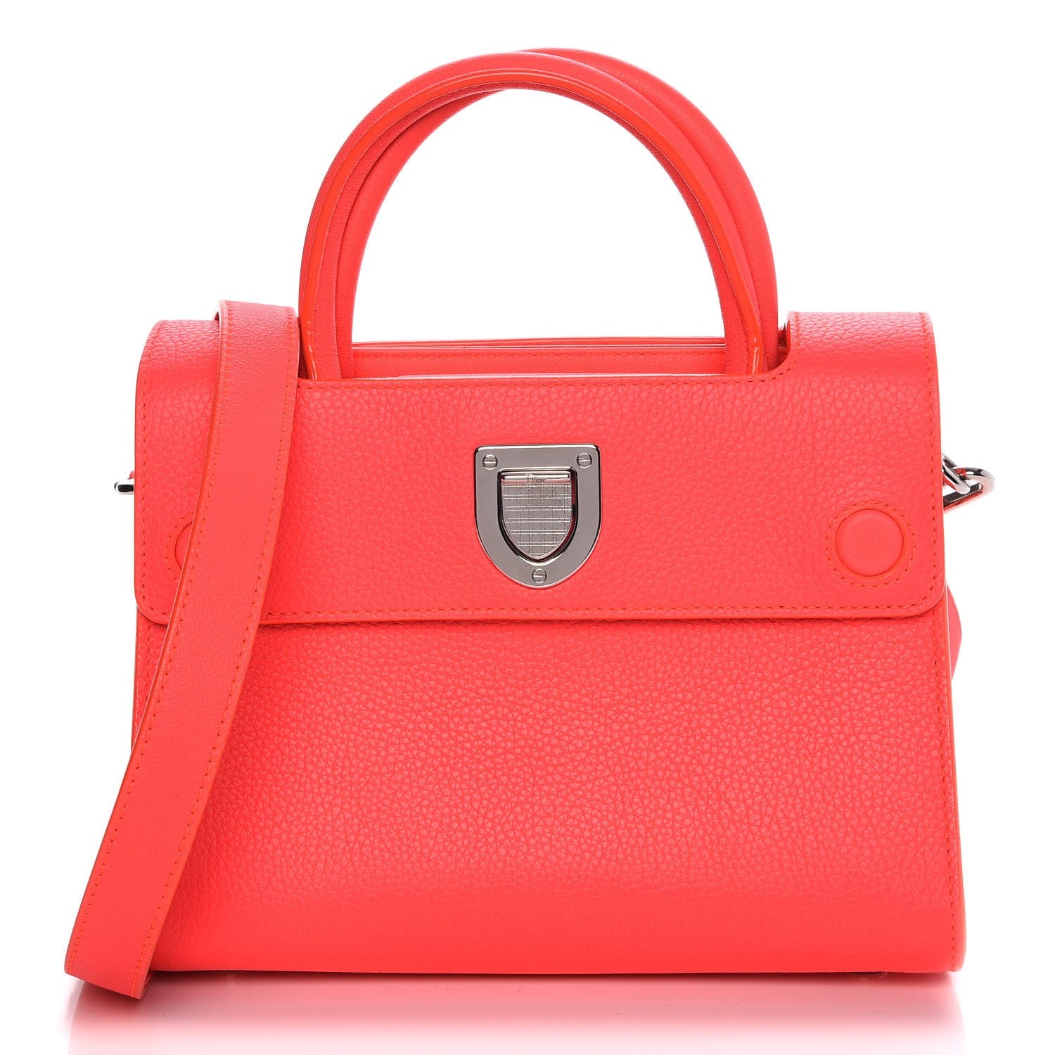 Christian Dior Grained Calfskin Mini Diorever Flap Fluorescent Goji Pink 1 of 10