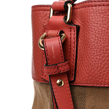 Burberry Grainy Calfskin Canvas Mega Check Medium Ashby Tassel Hobo Pink Azalea 12 of 18