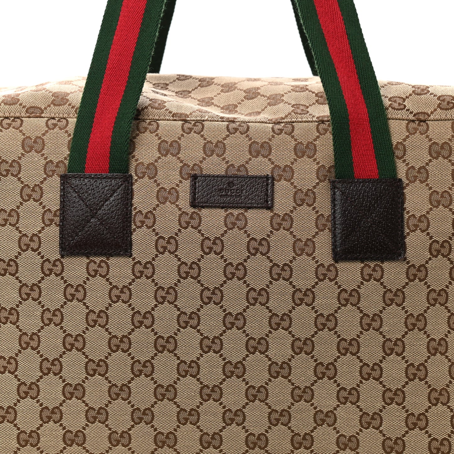 GG Monogram Web Large Collapsible Carry On Duffle Beige Brown