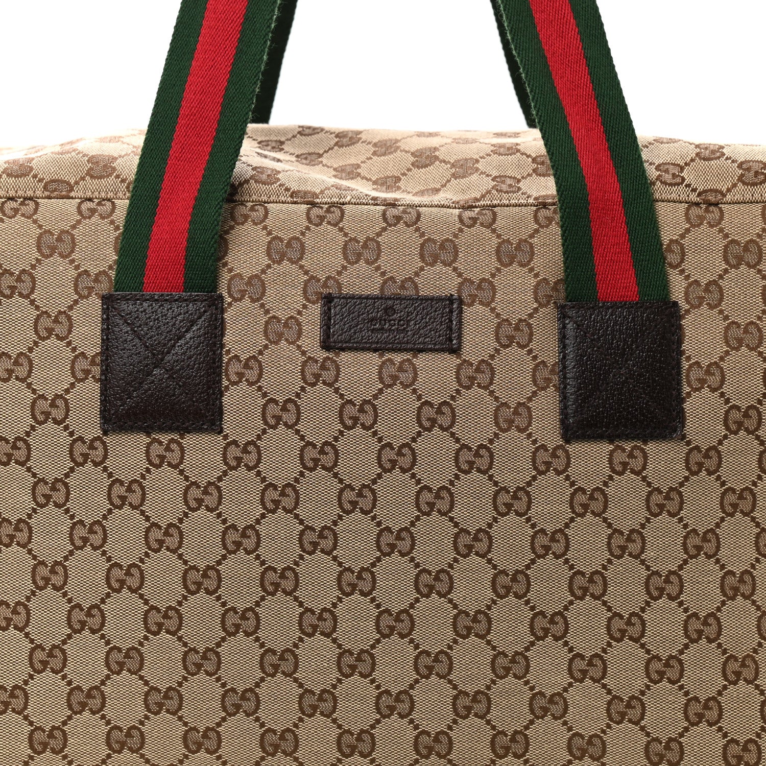 Gucci GG Monogram Web Large Collapsible Carry On Duffle Beige Brown 7 of 11
