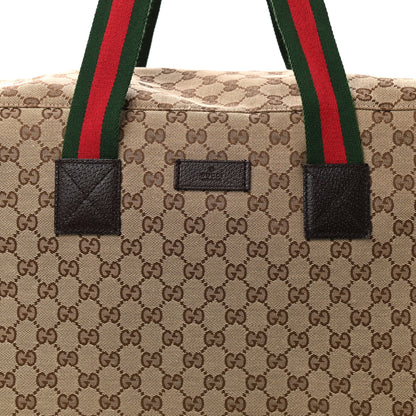 Gucci GG Monogram Web Large Collapsible Carry On Duffle Beige Brown 7 of 11